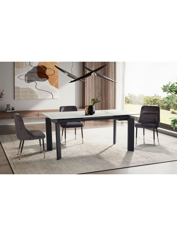 KADIMA DESIGN Esszimmertisch 180x95x77 cm Keramik Glas Esstisch Marmor-Optik, in Weiß günstig kaufen onesize