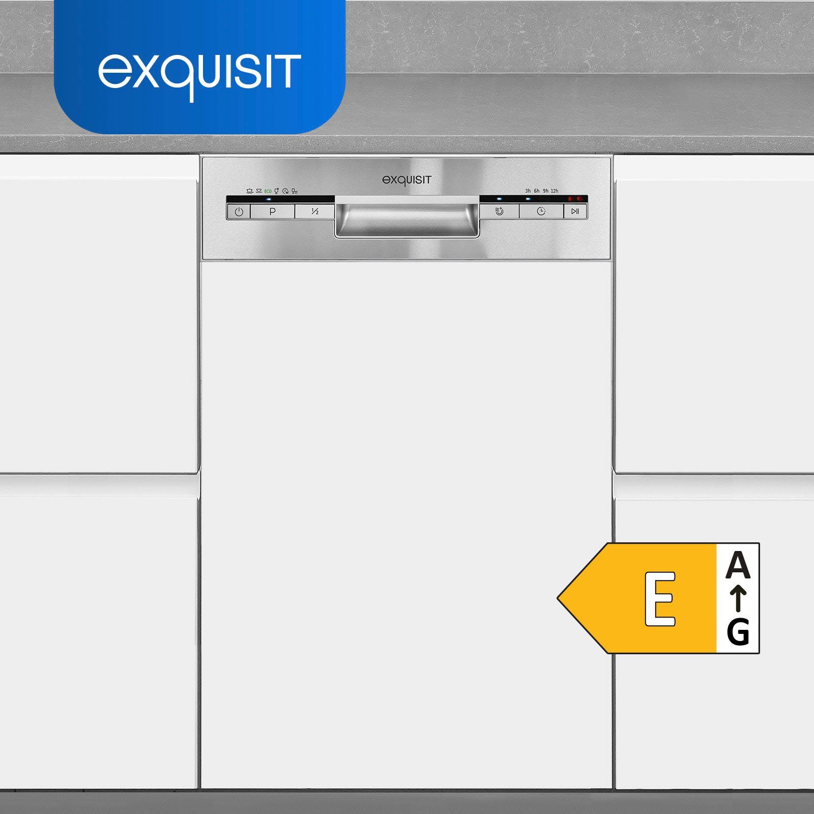 exquisit teilintegrierbarer Geschirrspüler, EGSP1009-EB-030E, 9 Maßgedecke