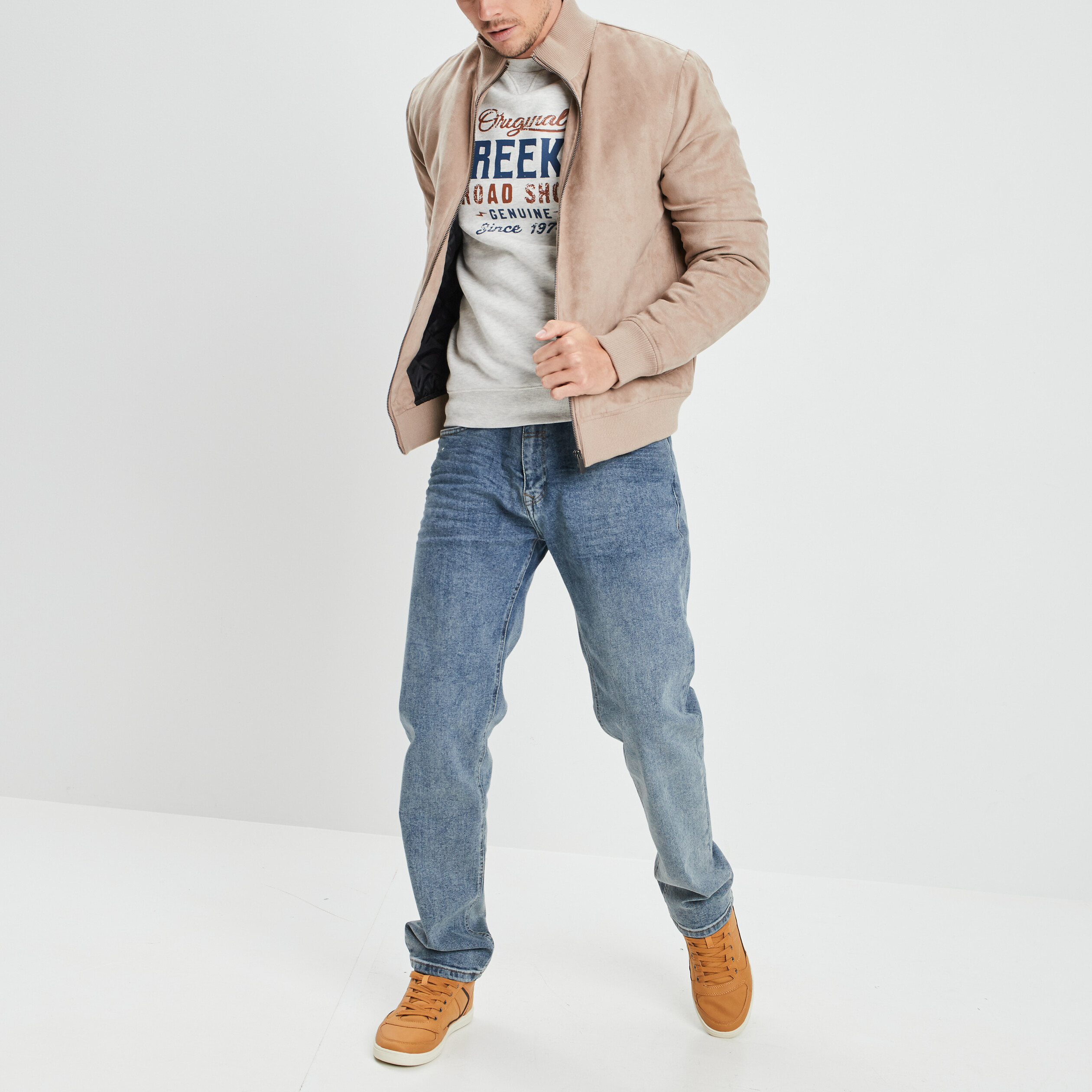 Veste bomber suédine taupe homme | La Halle