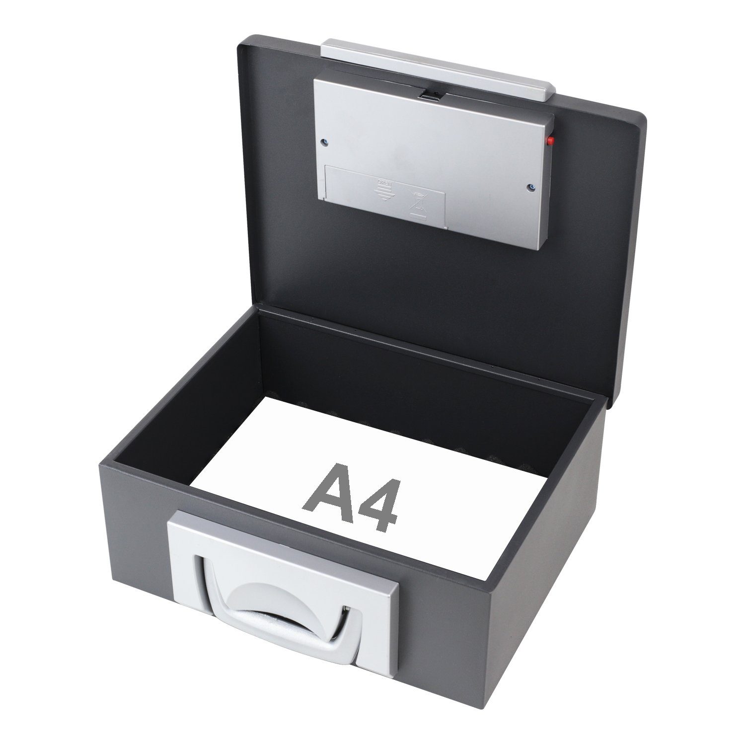 HMF Geldkassette 1006-02, Dokumentenbox mit Elektronikschloss, DIN A4, 32,5 x 25,5 x 12,5 cm