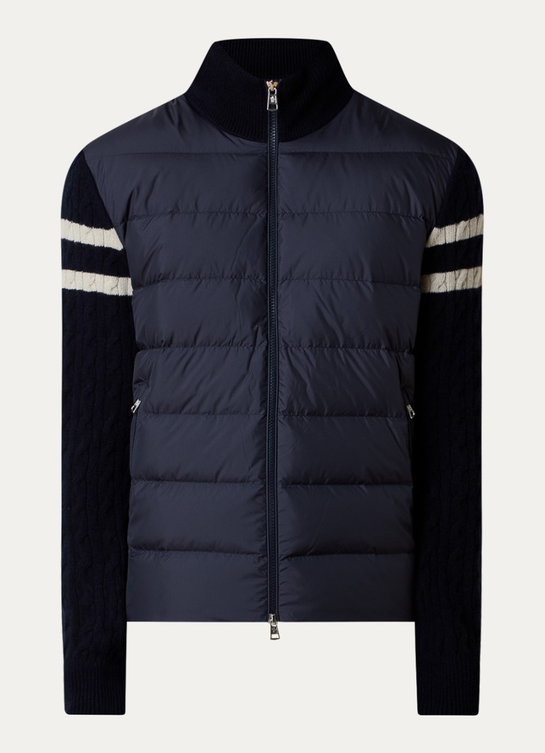 Moncler Finomkötésű, szűz gyapjúból készült kardigán, steppelt előrésszel és pehelytöltettel