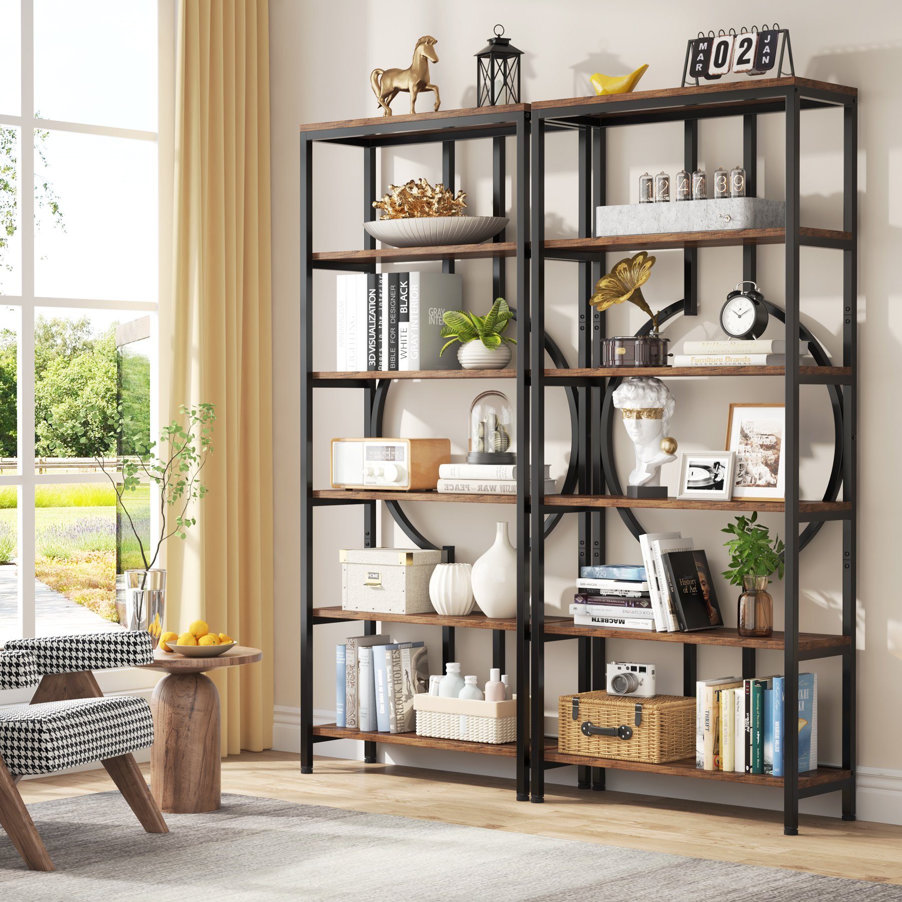 Tribesigns Bücherregal Bücherregal, industrielles 6-stöckige Etagere-Bücherregal, freistehend