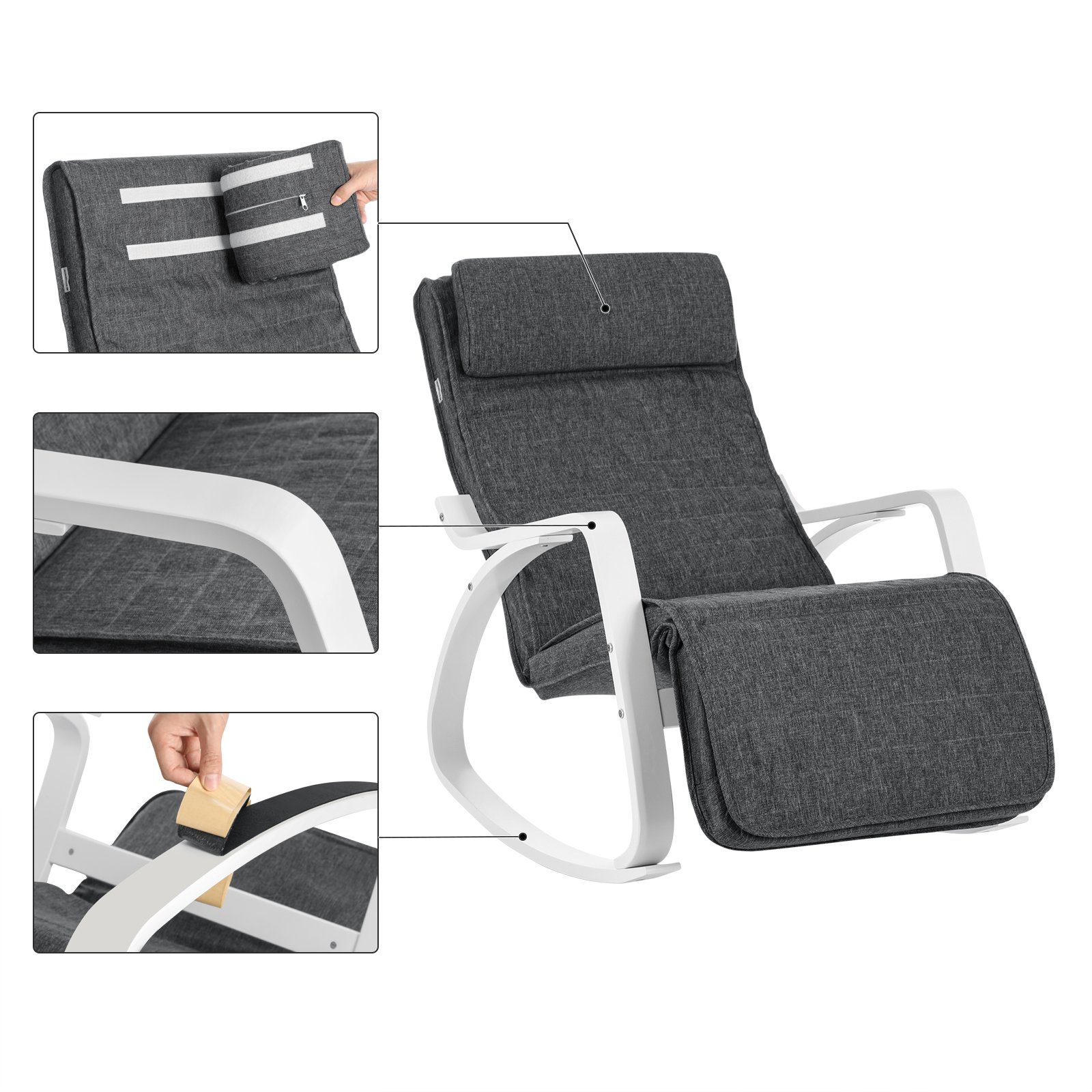 SONGMICS Relaxsessel Relaxstuhl, ußstütze verstellbar, bis 150kg belastbar