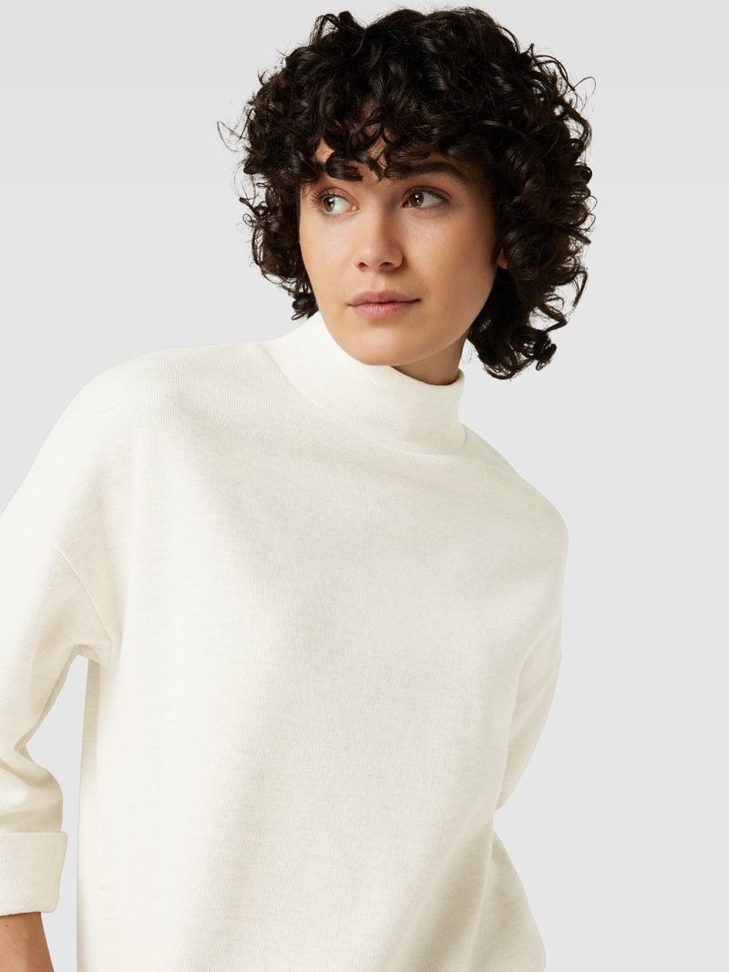 Sweatshirt mit Stehkragen Modell 'Ally' in ecru meliert