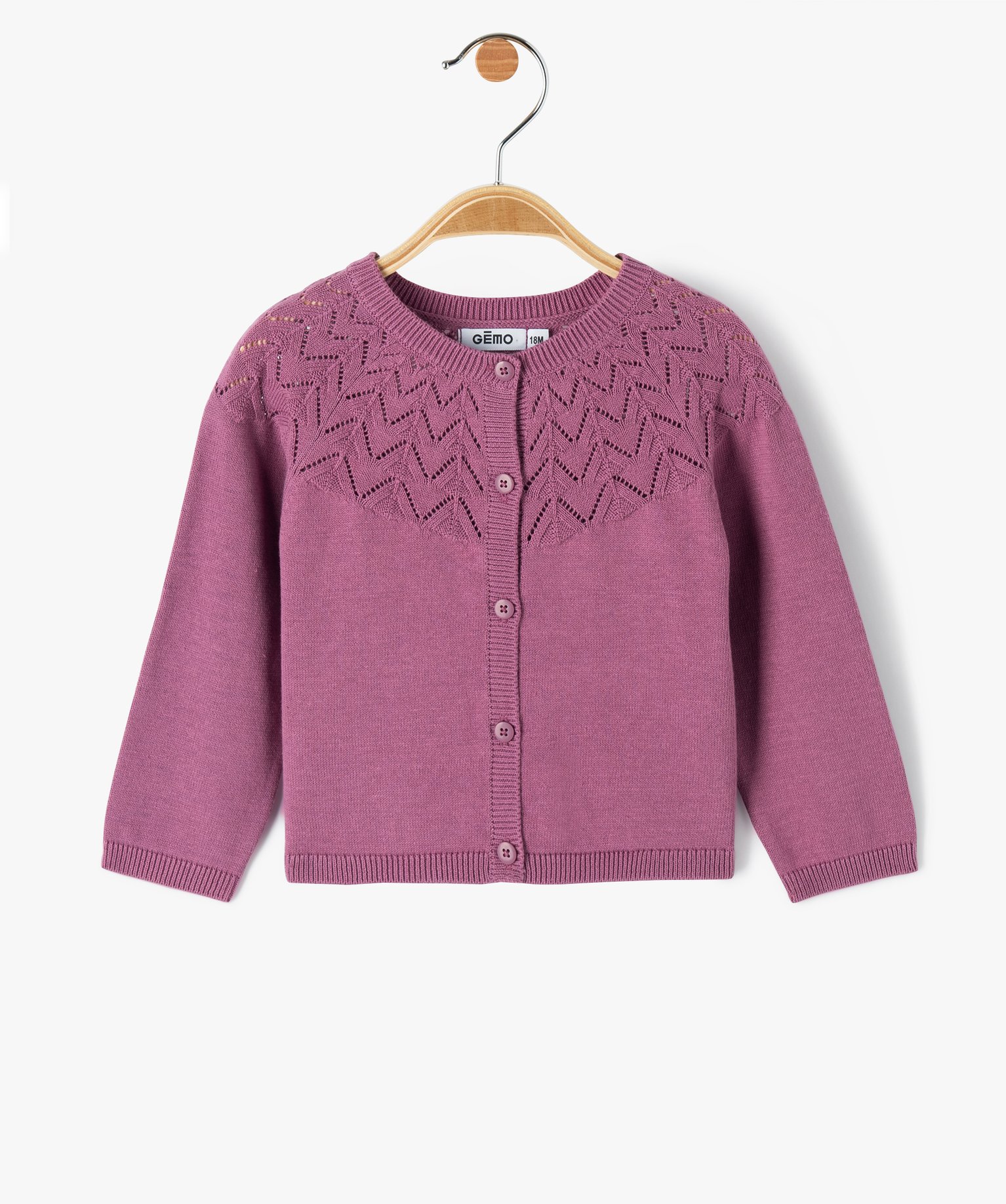 Gilet bébé fille en maille fantaisie violet | GEMO