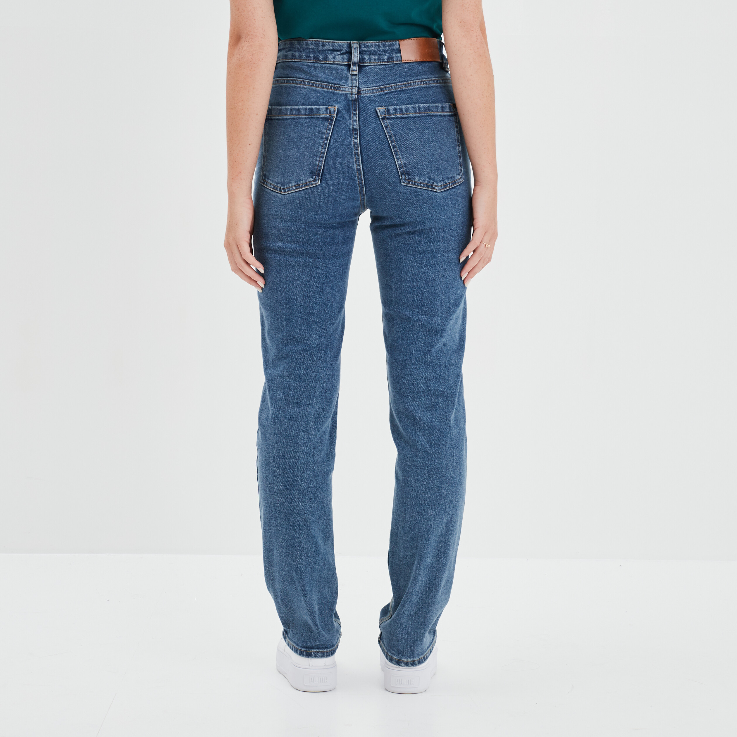 Jeans droit taille haute denim stone femme | La Halle