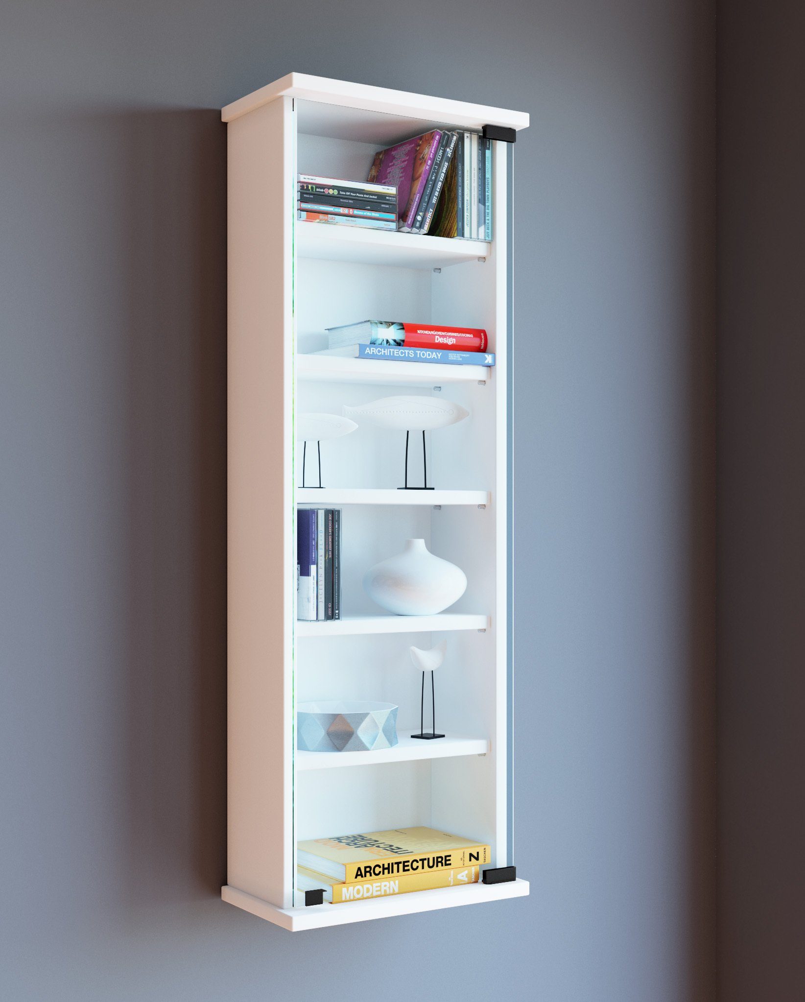 VCM CD-Regal Holz CD DVD Wandregal Schrank Loposa Glastür, 1-tlg.