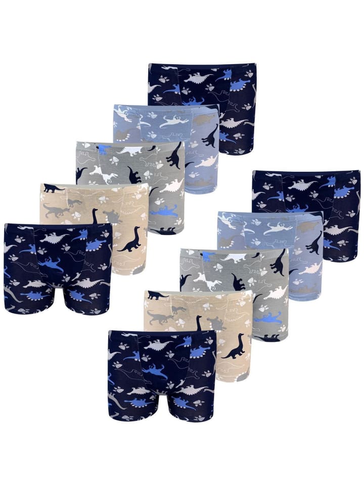 LOREZA 10er Set Boxershorts - Dinosaurier- Bunt günstig kaufen