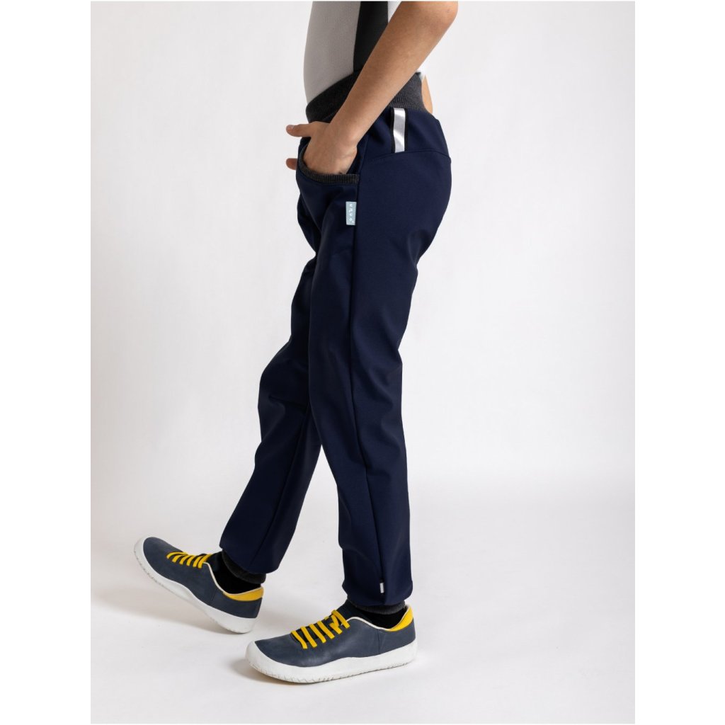 Unuo Kinder-Softshellhose mit Fleece Street Blau-Schwarz