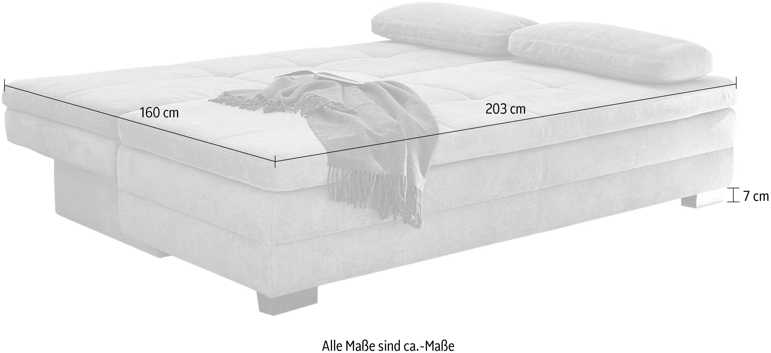 Jockenhöfer Gruppe Schlafsofa Lincoln, mit Bettfunktion und Bettkasten, als Dauerschläfer geeignet