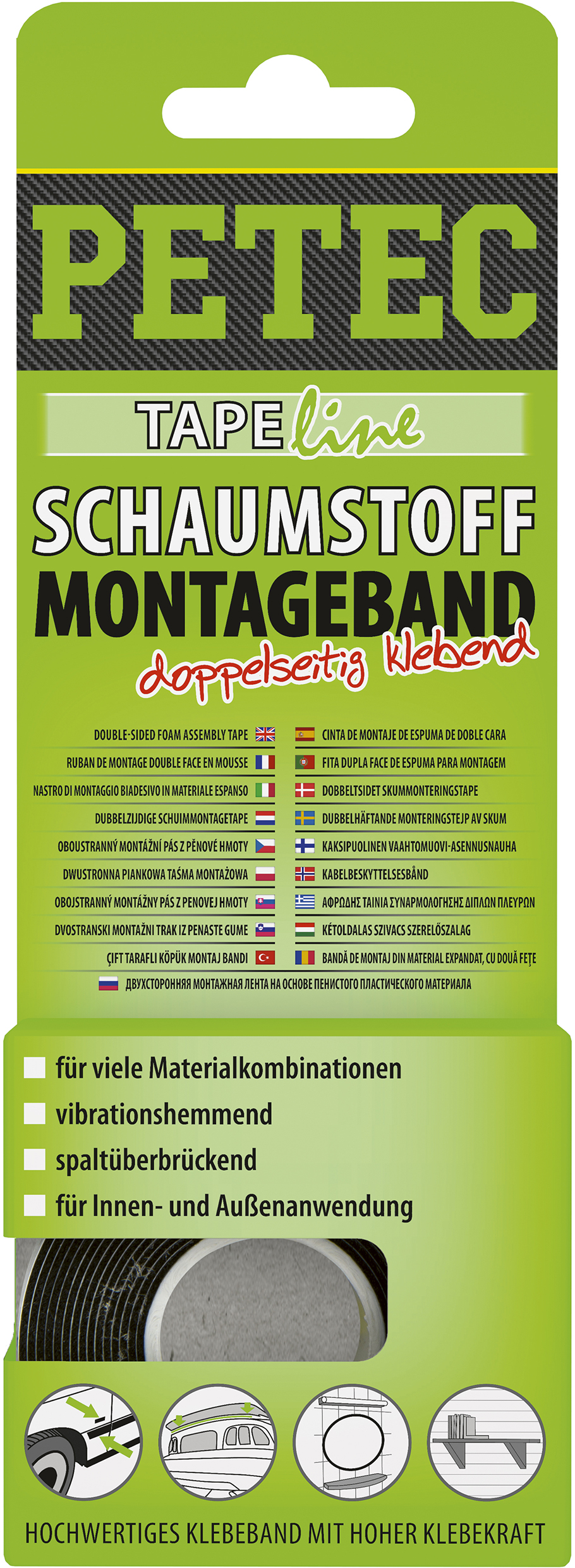 Montageband von Petec, schwarz, 12mm x 1mm x 2m - ATU