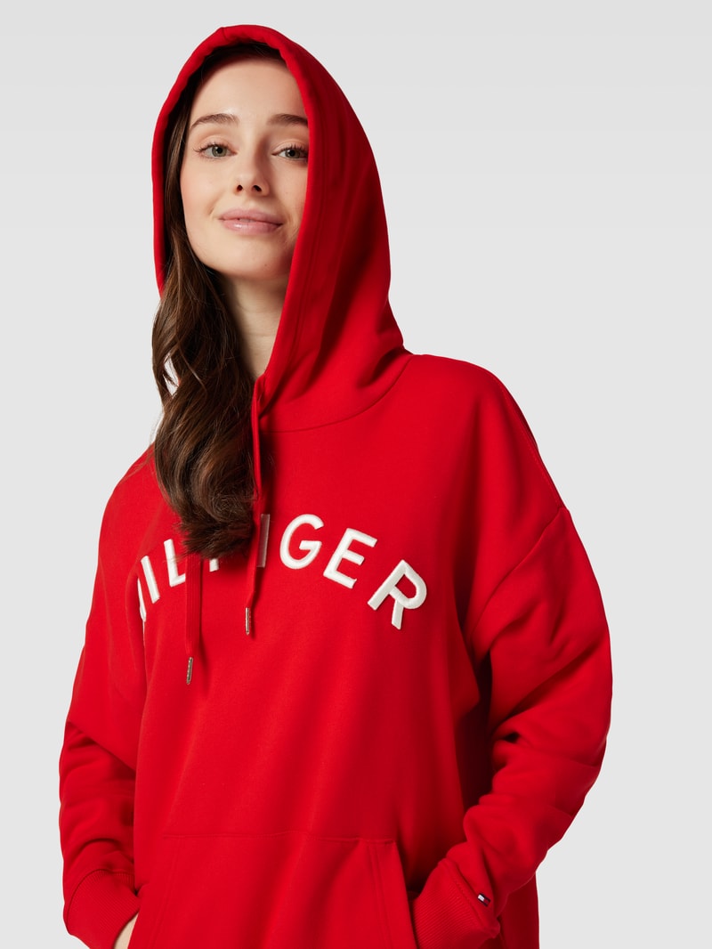Hoodie mit Logo-Stitching in hellrot