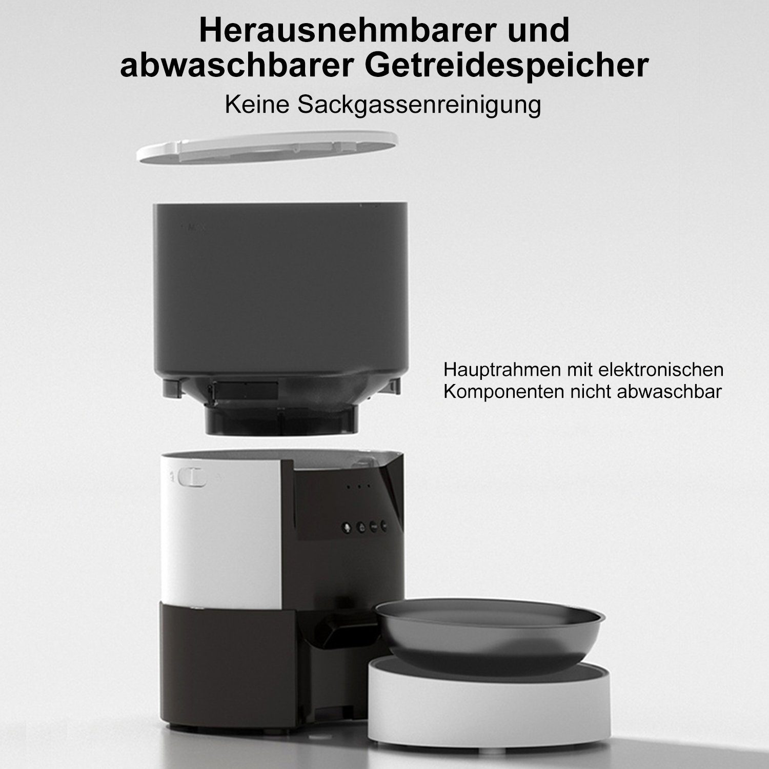 Kpaloft Katzen-Futterautomat WLAN APP-Steuerung Automatischer Futterspender Katzenfutter mit Timer, 10s Aufnahmefunktion, Anti-Clog Design & Duale Stromversorgung