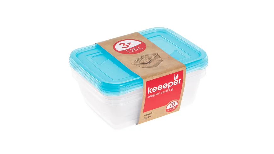 keeeper Frischhaltedosen Set Fredo Fresh 3-tlg. 1,25l fresh-blue transparent