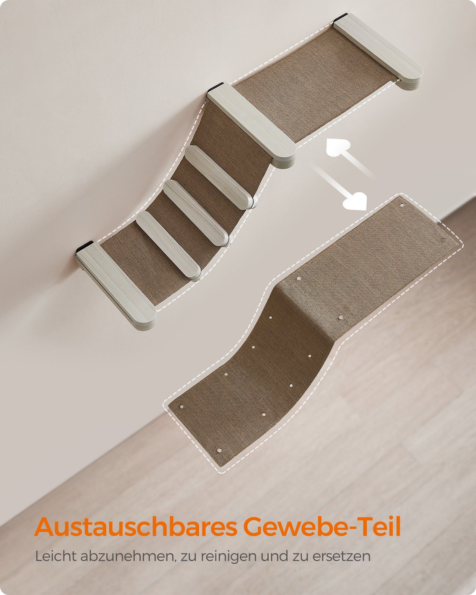 FEANDREA Katzen-Kletterwand, Kratzbaum Clickat Katzen-Kletterhängematte mit Leiter
