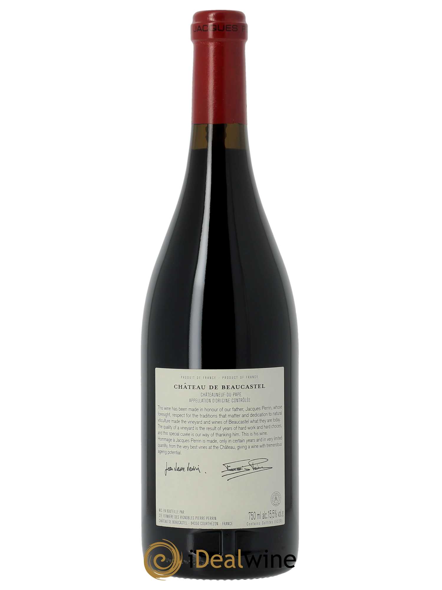 Châteauneuf-du-Pape Château de Château de Beaucastel Hommage à Jacques Perrin Famille Perrin (CBO à partir de 3 BTS) 2012 - Lot de 1 Bouteille