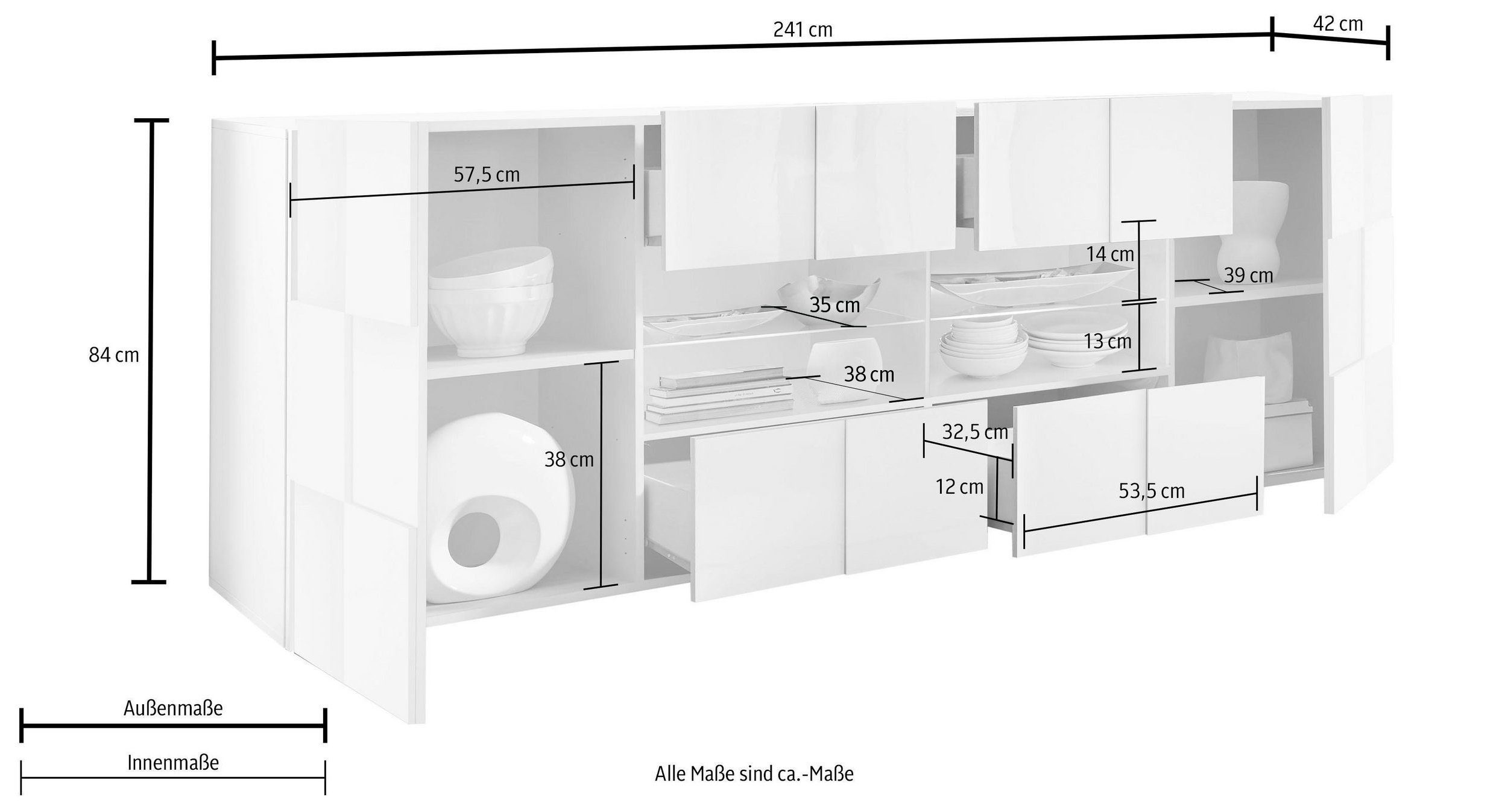 LC Sideboard Dama, Breite 241 cm