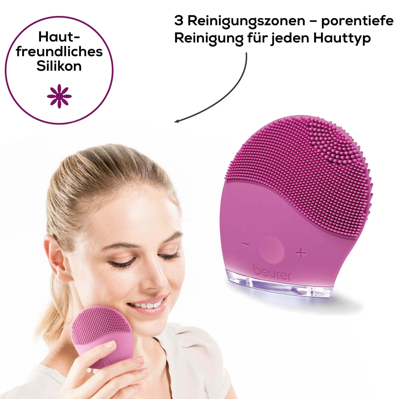Beurer Gesichtsbürste FC 49-2-in-1 Funktion Gesichtsbürste mit porentiefer Reinigung & Massage