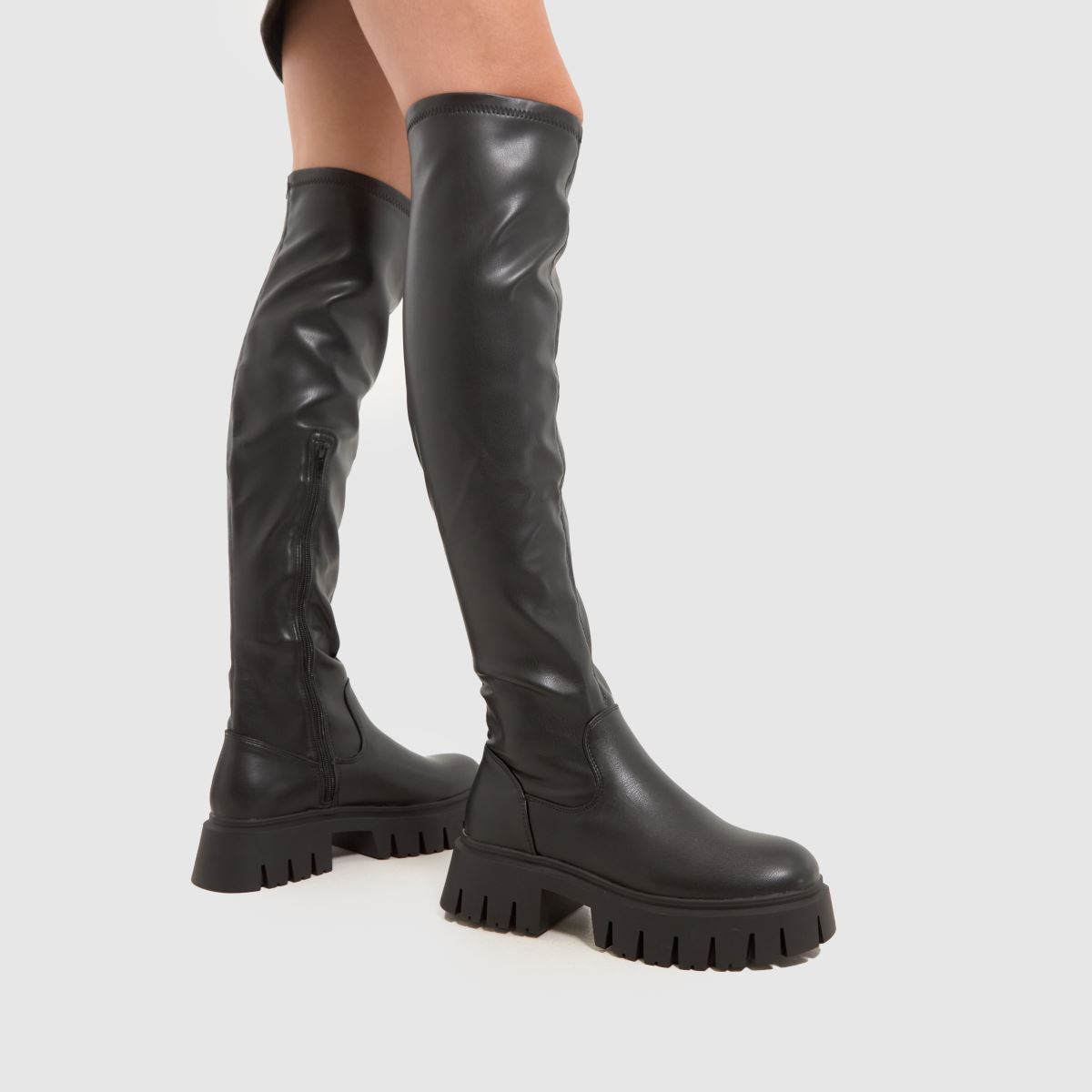 Schuh Danica – Svarta stretchiga knähöga stövlar