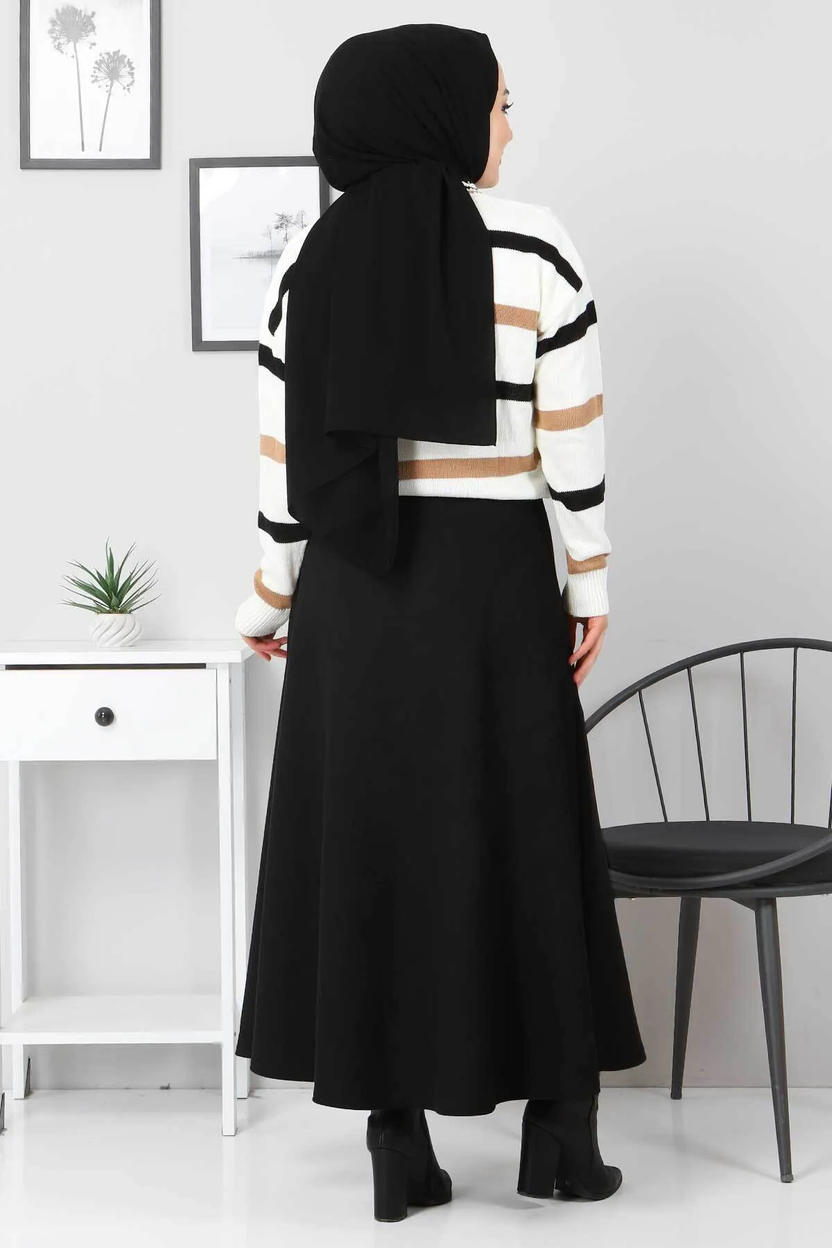 Tesettür Dünyası  Wildleder-Mevlana-Rock Tsd0036 Schwarz