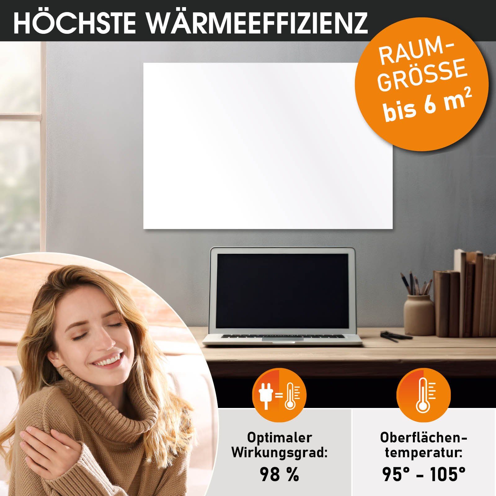 BRAST Infrarotheizung Hybrid; 300-1100 Watt; Hoher Wirkungsgrad; Ultraflache Bauweise, Überhitzungsschutz; Inkl. Wandhalterung