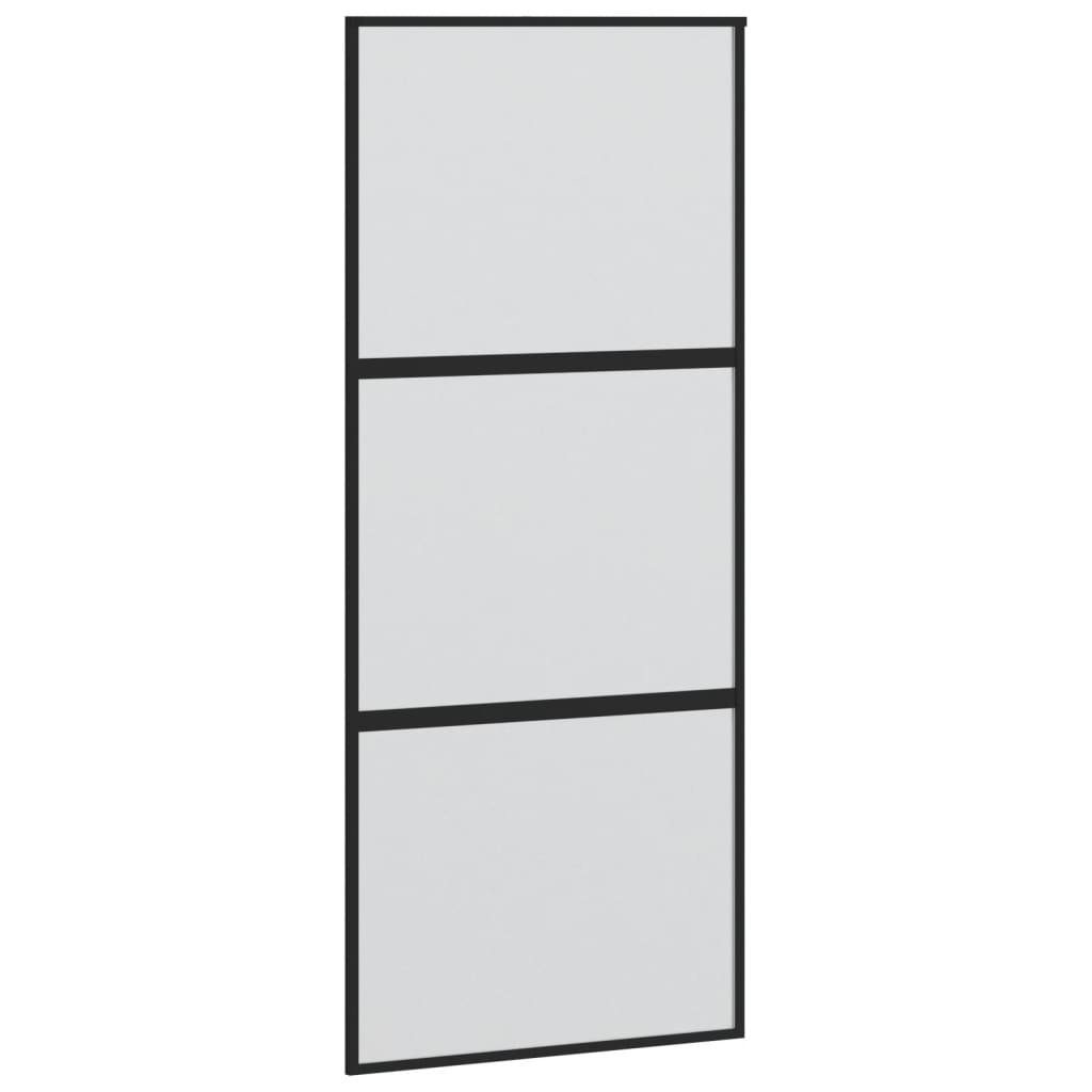 vidaXL Zimmertür Schiebetür Zimmertür Innentür Glas Schwarz 90x205 cm Hartglas und Alum