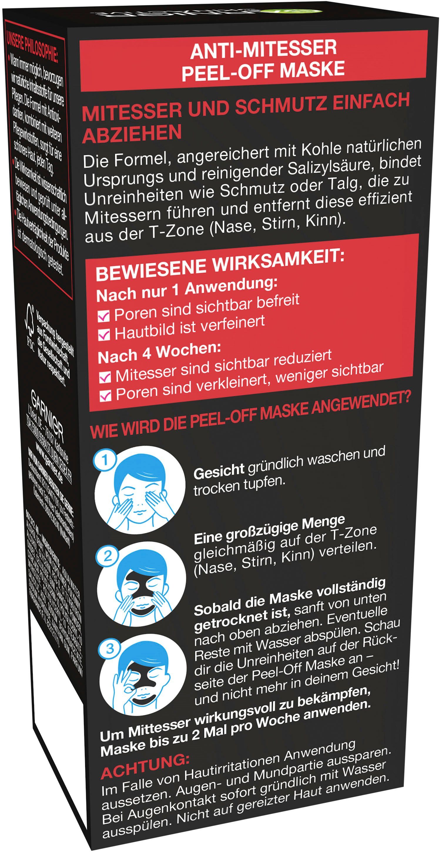 GARNIER Gesichtsmaske Garnier Hautklar Kohle Peel Off