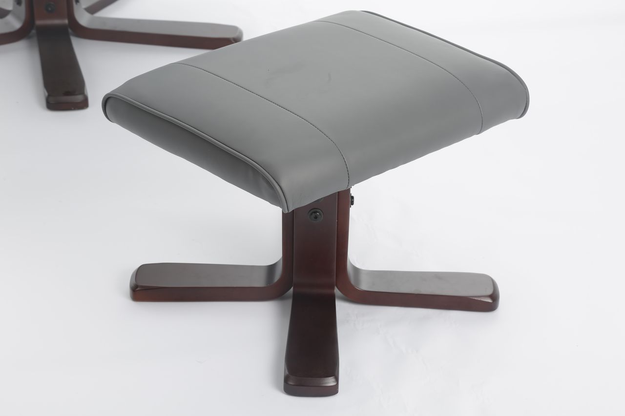 Happy Home Happy Home verstellbare Relaxsessel mit Hocker grau & Holzbeine