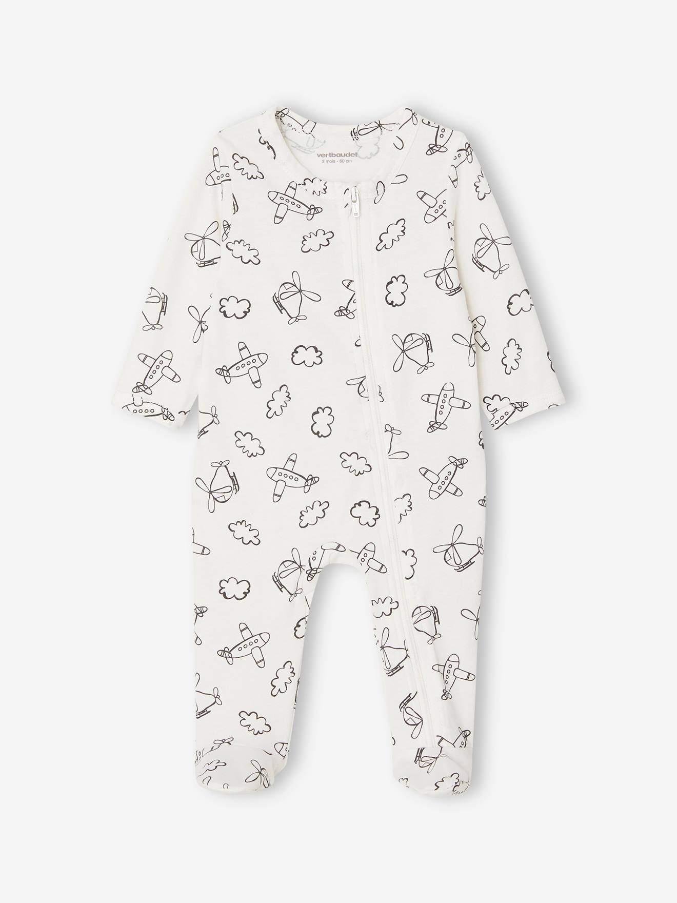 Vertbaudet 3er-Pack Baby Strampler mit Reißverschluss BASICS - blau chambray