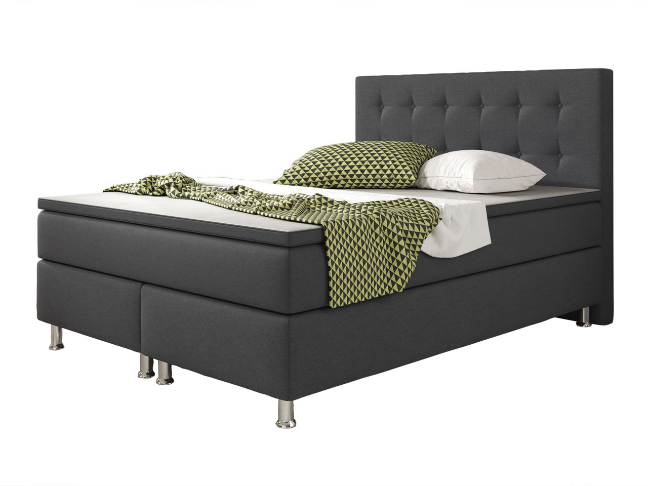 IHG Boxspringbett Köln 140x200 Webstoff Anthrazit