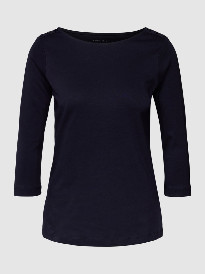 T-Shirt mit 3/4-Arm und dekorativen Knöpfen in dunkelblau