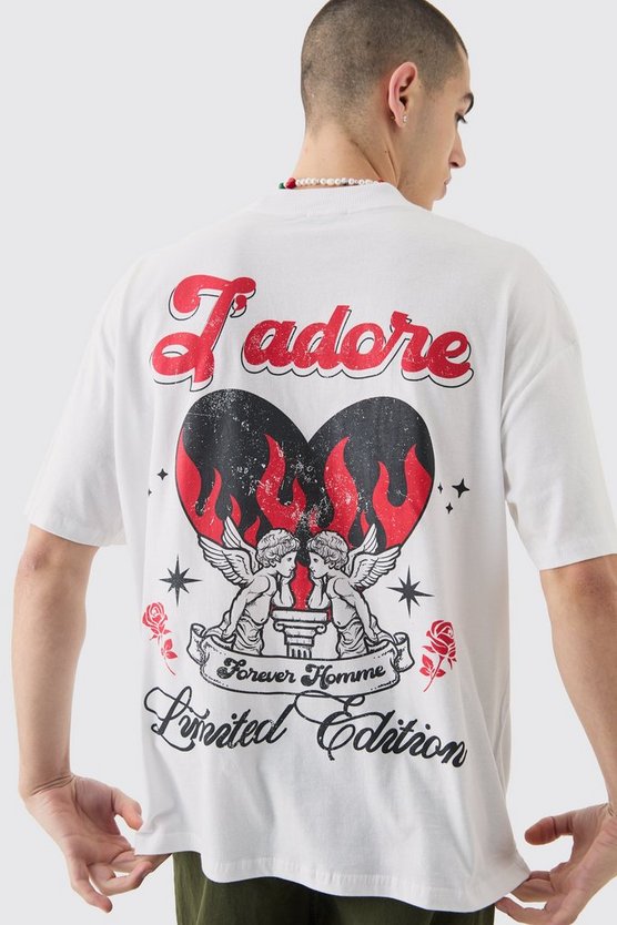 Oversize T-Shirt mit Herz-Print