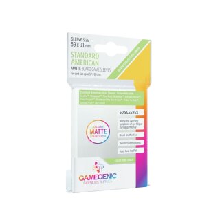 Gamegenic - Matte Standard American-Sized Boardgame Sleeves 59 x 91 mm - Clear (50)