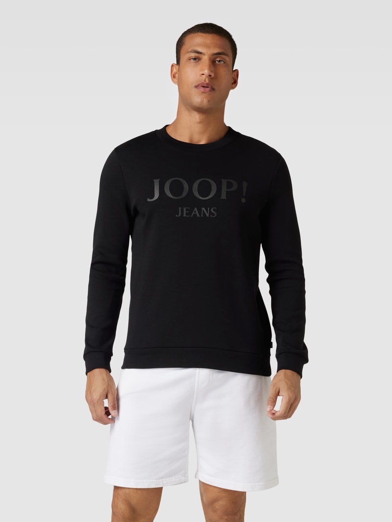 Sweatshirt mit Label-Print Modell 'Alfred' in schwarz