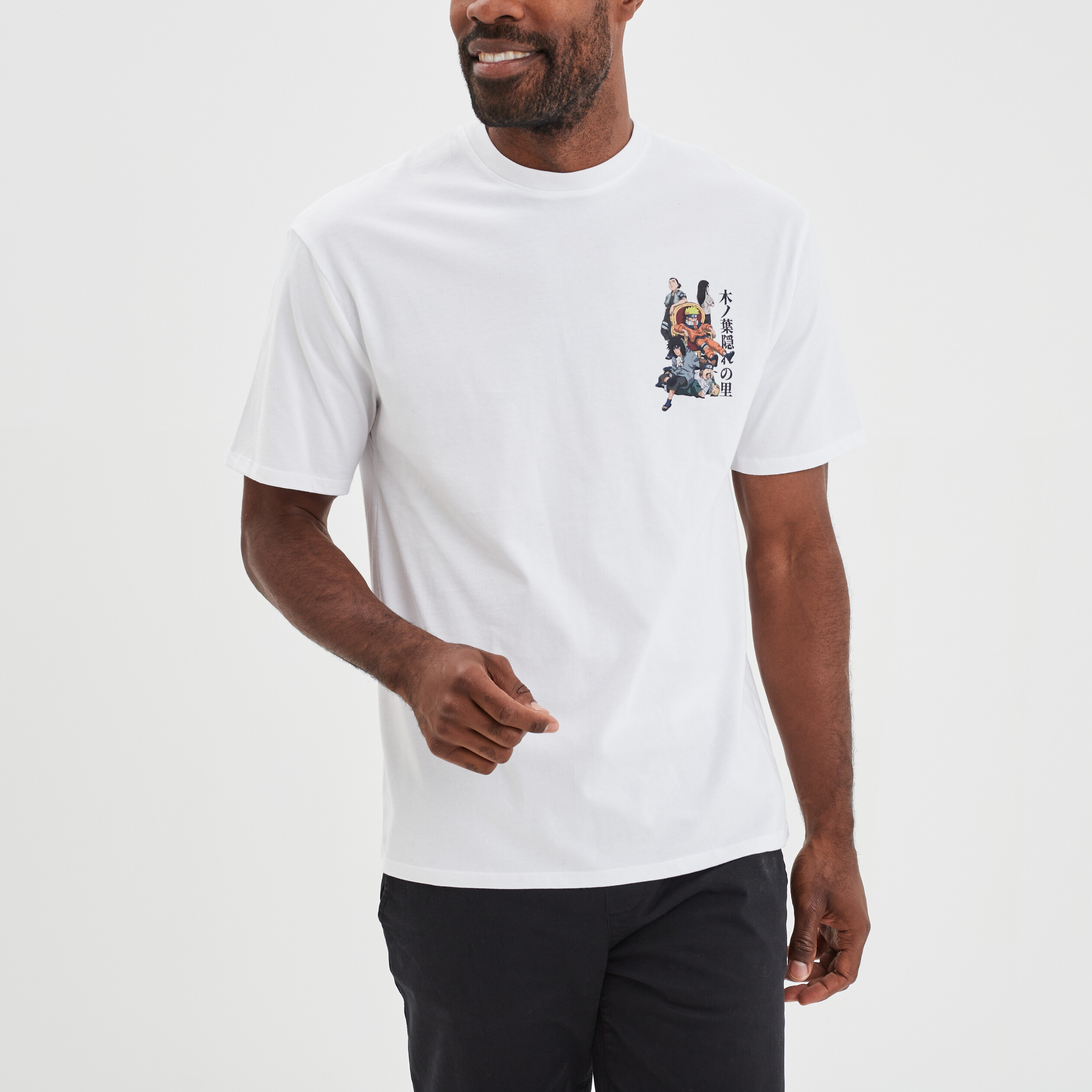 T-shirt col rond manches courtes Naruto blanc homme | La Halle