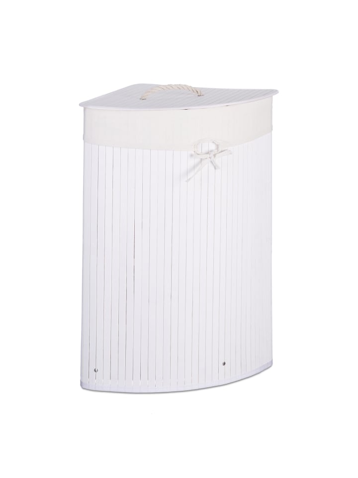 relaxdays 2 x Eckwäschekorb in Weiß - (B)49,5 x (H)65 x (T)37 cm günstig kaufen onesize