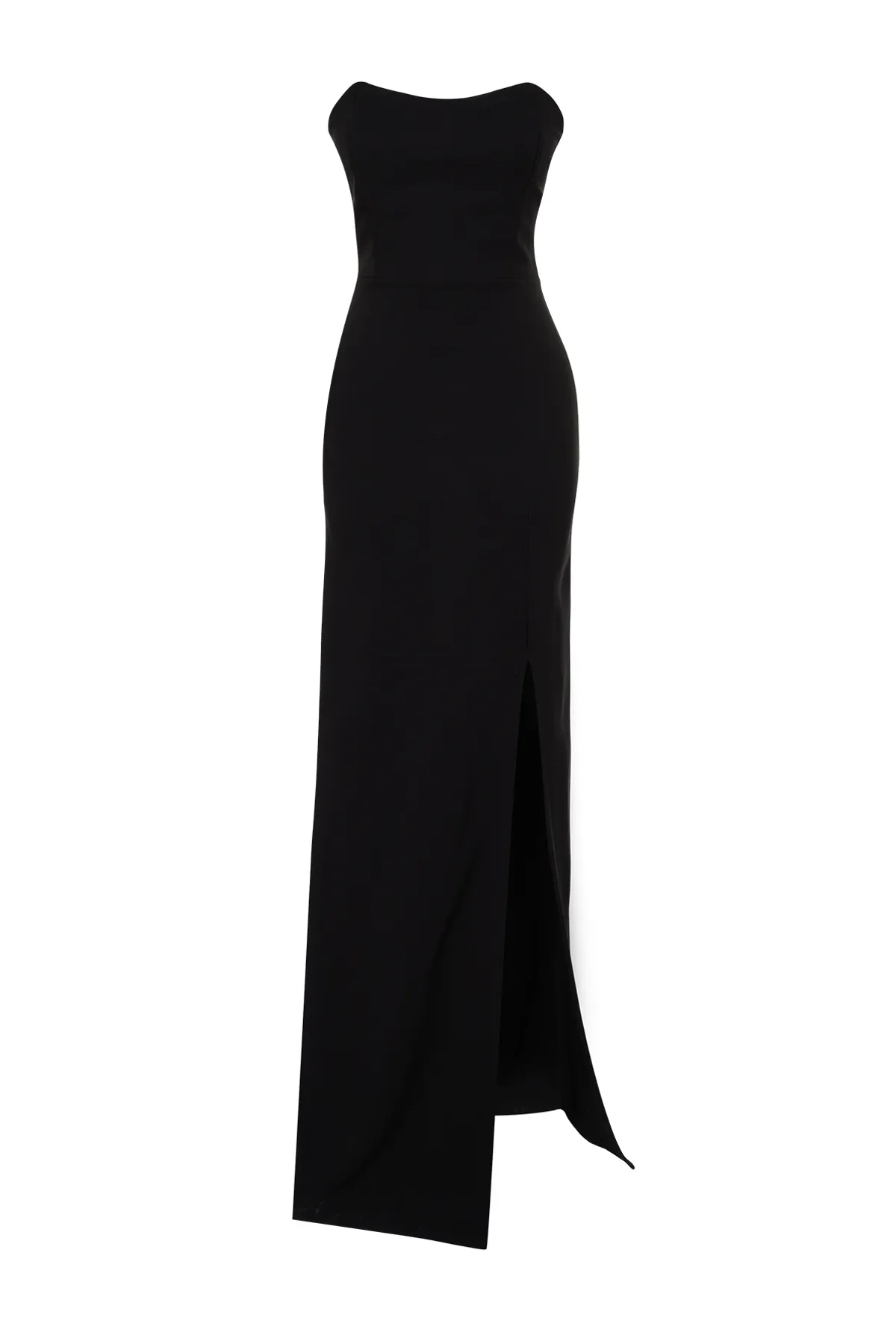 Trendyol Collection  Schwarzes, körperbetontes, gewebtes langes Abendkleid TPRSS24AE00009