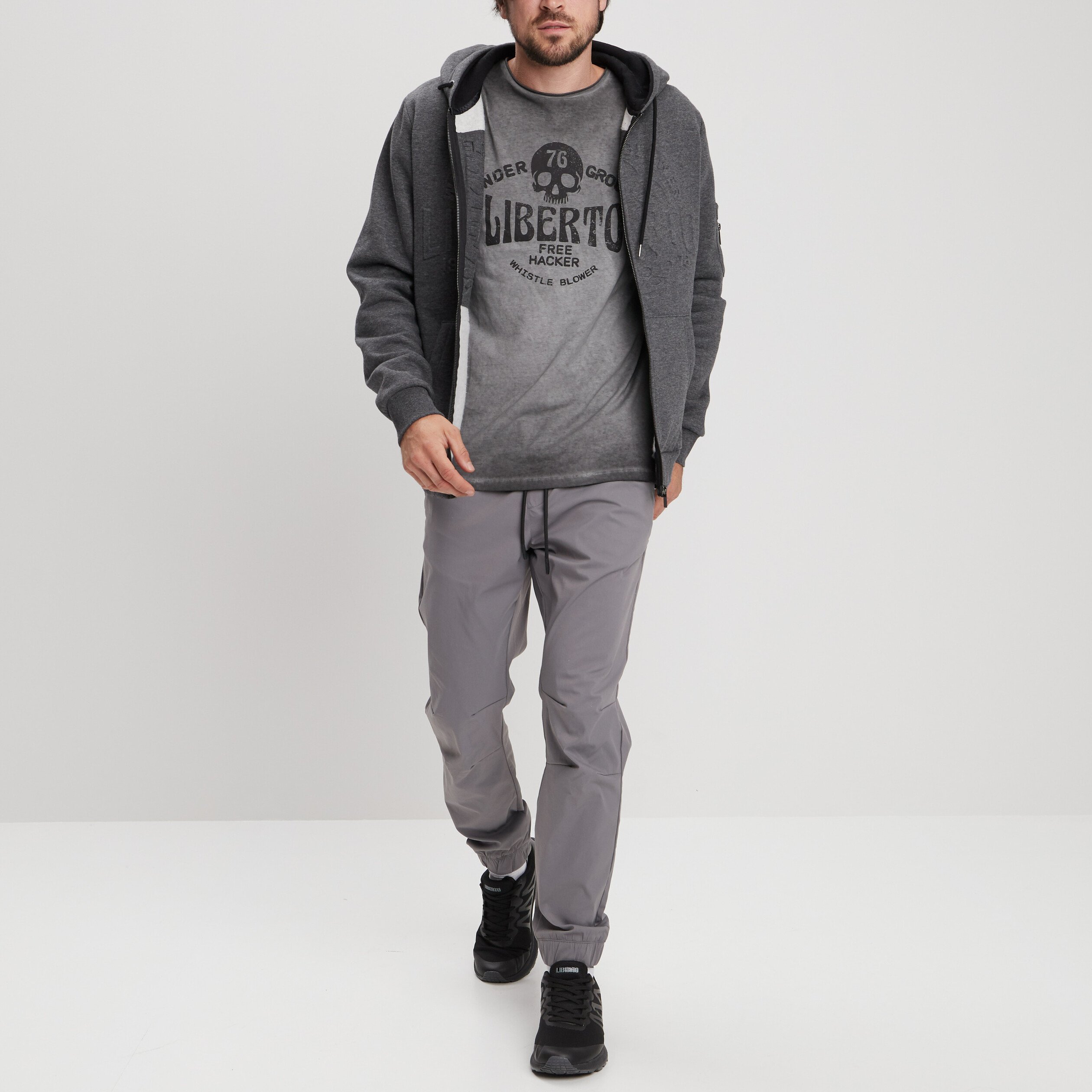 Sweat zippé à capuche Liberto gris foncé homme | La Halle