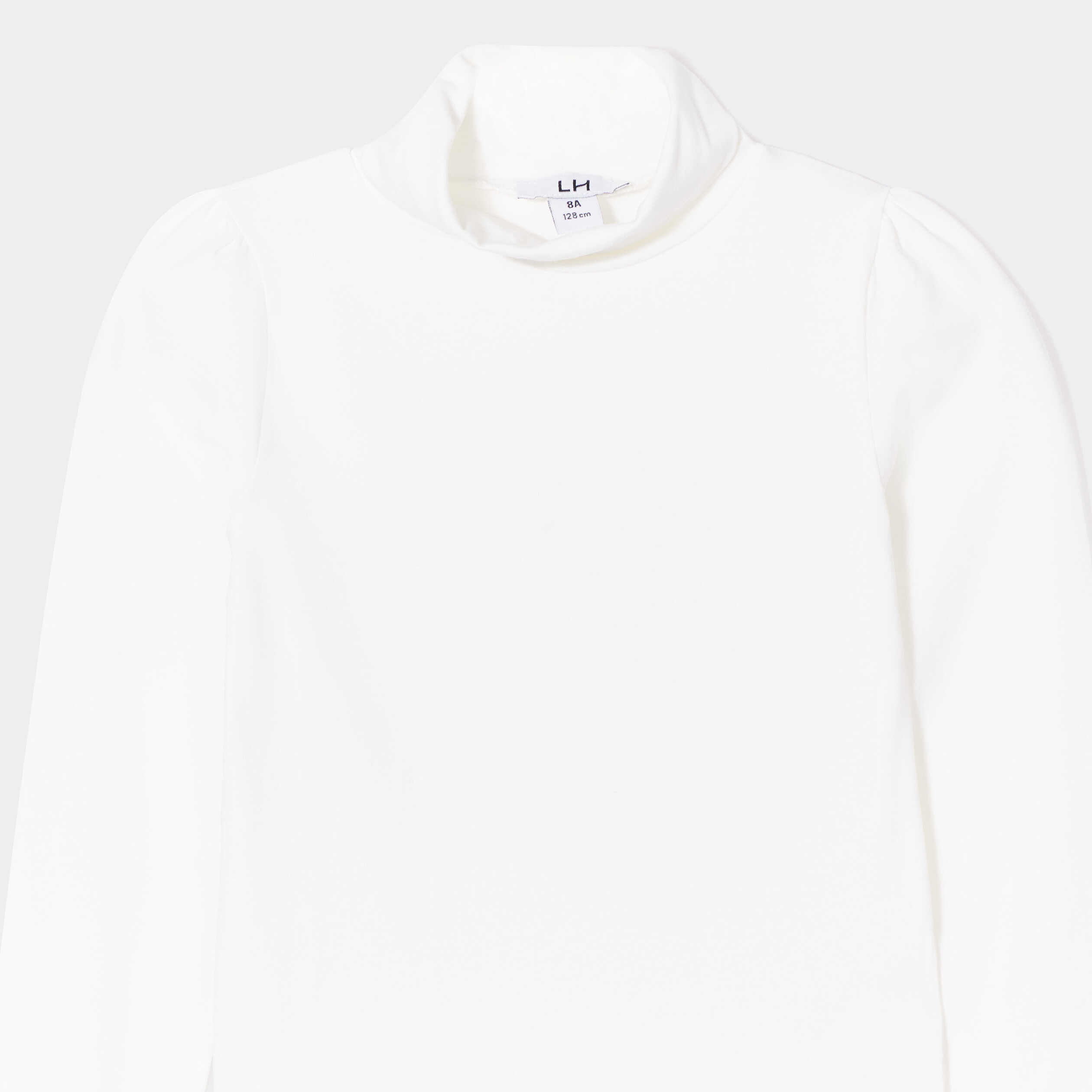 T-shirt col roulé manches longues ecru fille | La Halle