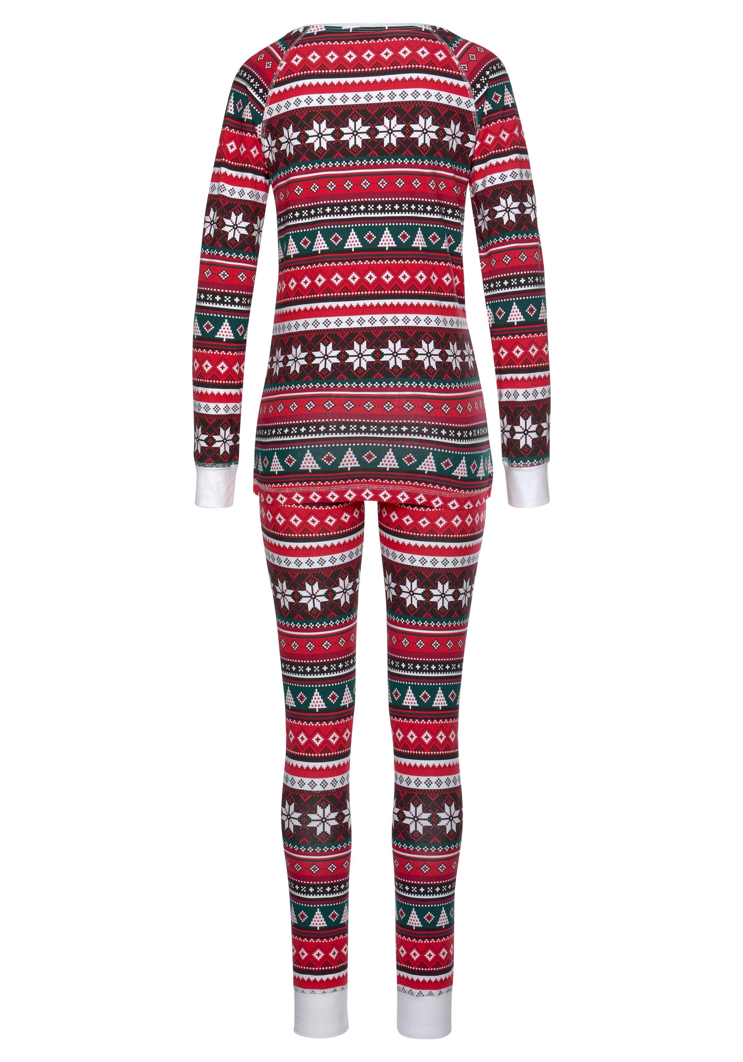 LASCANA Pyjama (2 tlg., 1 Stück) mit weihnachtlichem Muster