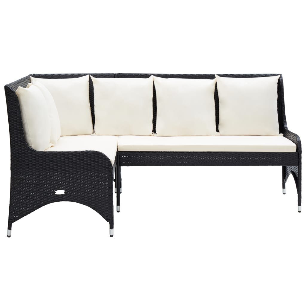 vidaXL Loungesofa Garten-Ecksofa 2-tlg. Poly Rattan Schwarz, 2 Teile