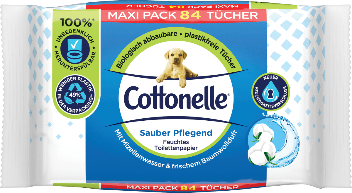 Feuchtes Toilettenpapier Sauber Pflegend, Maxi Pack, 84 St