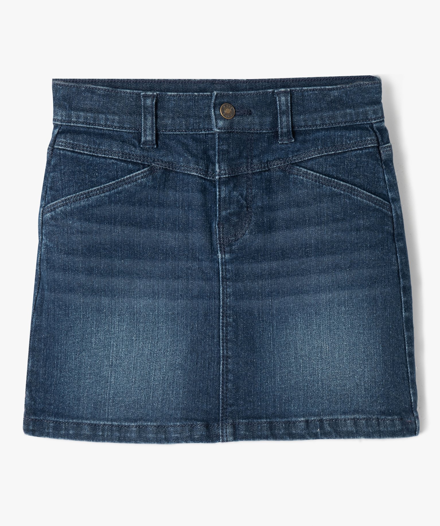 Jupe en jean fille avec jeu de surpiqres brut | GEMO