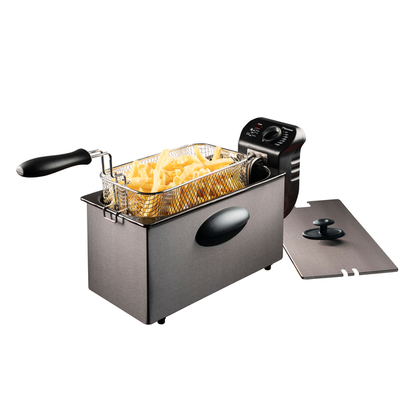 Fritteuse mit Korb, 3,5 l, silber