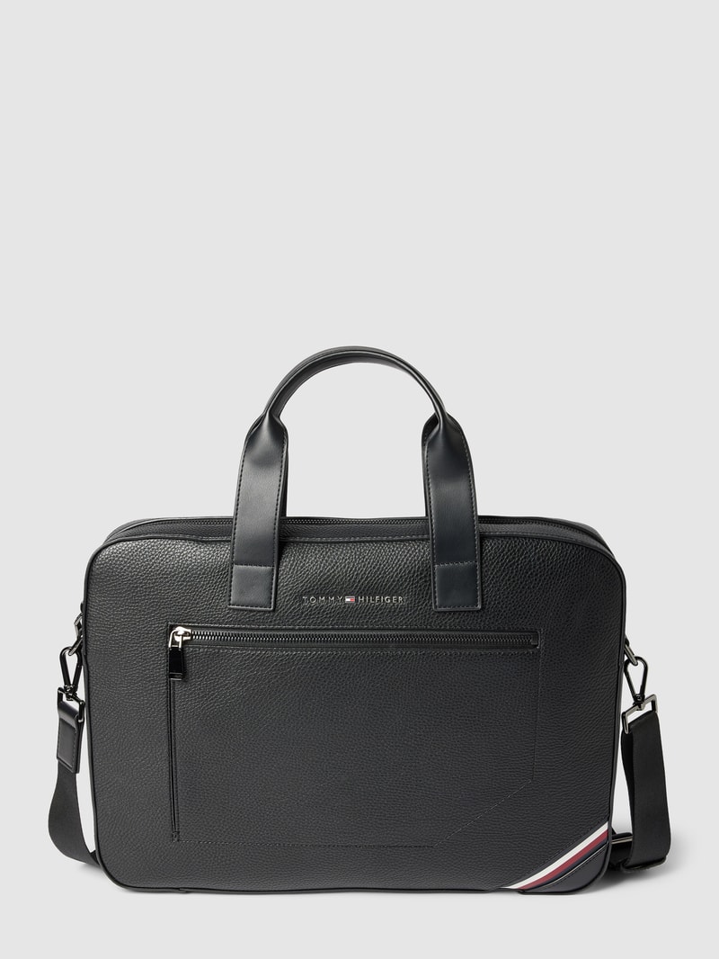 Laptoptasche mit Label-Detail Modell 'CENTRAL' in schwarz