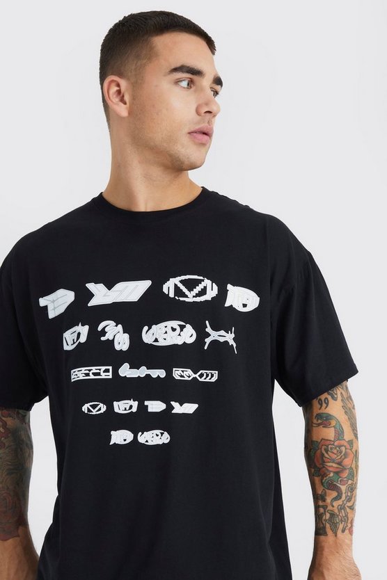 Oversize T-Shirt mit Bm-Print & Jogginghose