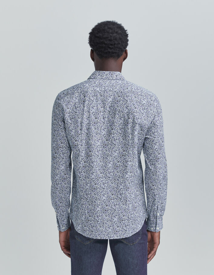 Chemise SLIM marine bio imprimé micro-fleurs Homme