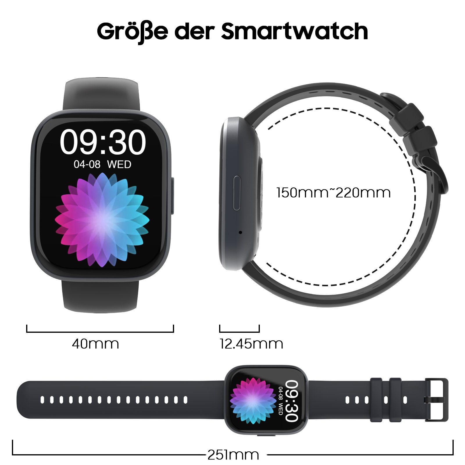 iceagle Smartwatch,Fitnessuhr Tracker mit Telefonfunktion 1.96
