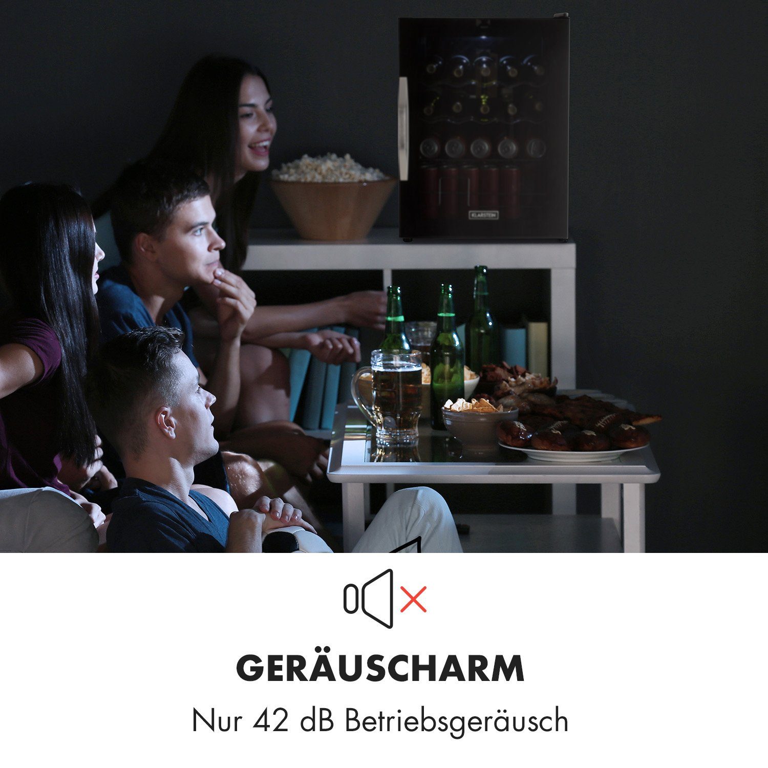 Klarstein Getränkekühlschrank HEA-BeersafeXL-onyx 10032871A, 63 cm hoch, 47 cm breit, Bier Hausbar Getränkekühlschrank Flaschenkühlschrank Glastür