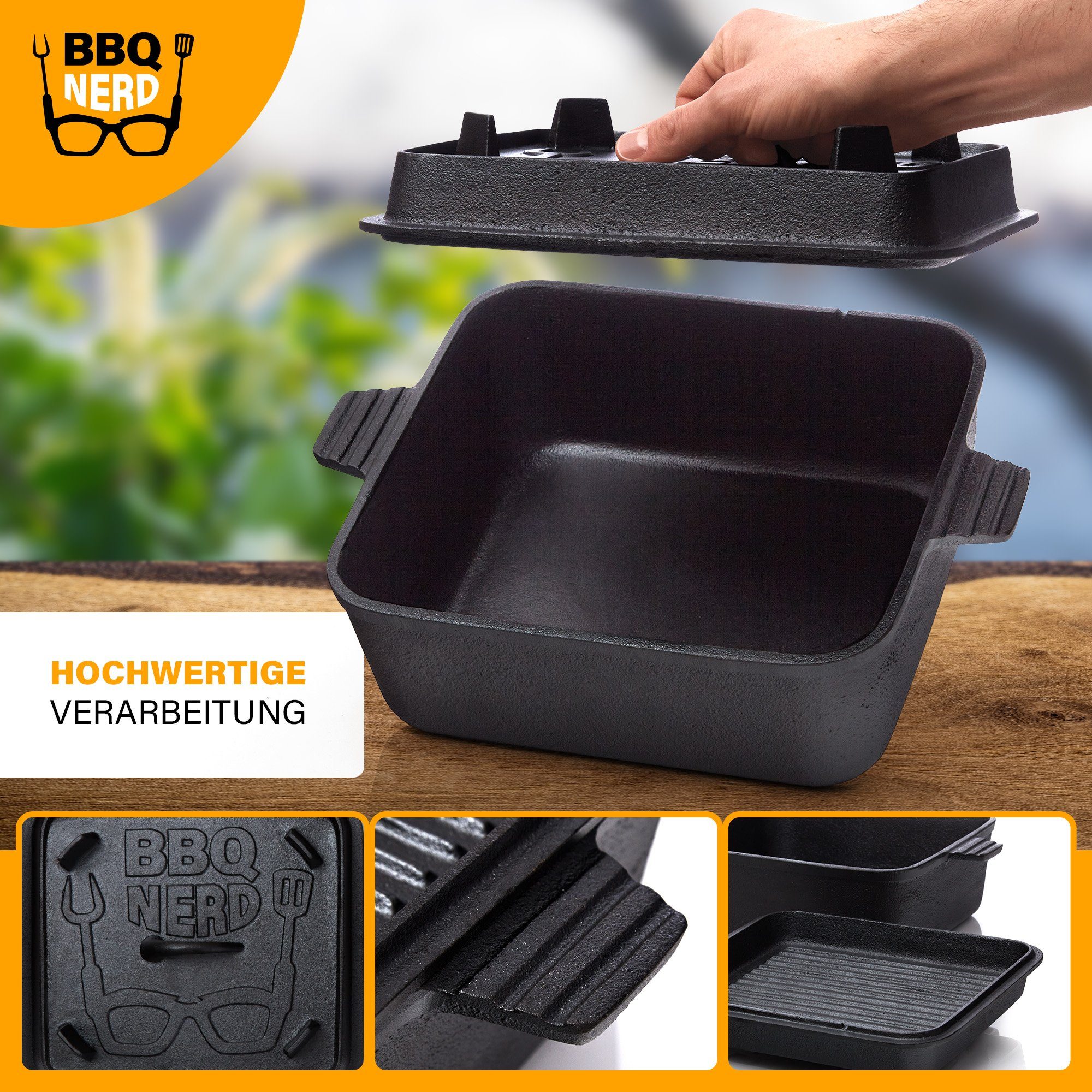 BBQ Nerd Brotbackform, Dutch Oven Brottopf - Kastenform mit Deckel , Brotbackform